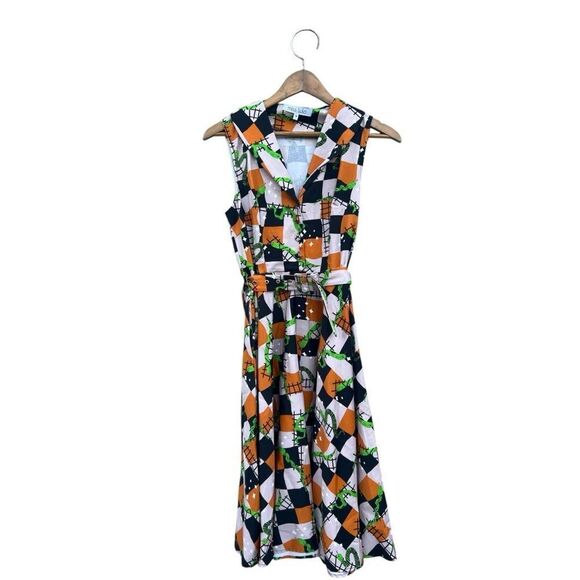 Miss Lulo JANI" SNAKE AND LADDER dress size meduim Beetle Juice Pin Up‎ Retro - Picture 2 of 5